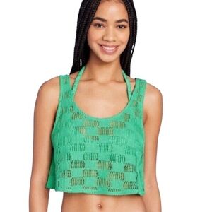 Green Crochet Halter Top Cover up